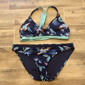 PATAGONIA Parrots Bikini Set L/XL Reversible Bottoms